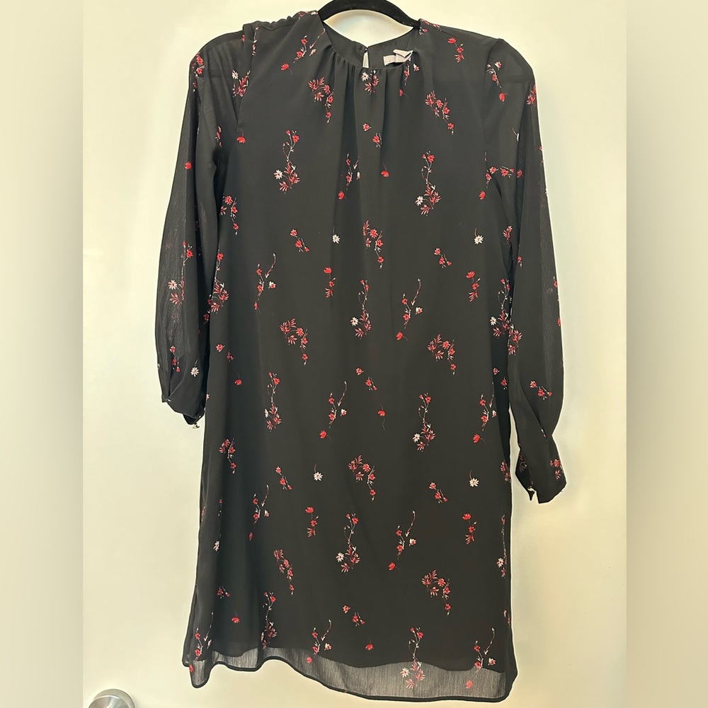 Black and Red Floral Shift Dress